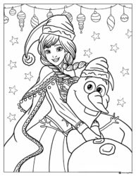 Princess Anna and Olaf Christmas Coloring Page