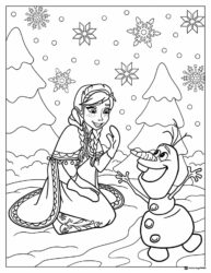 Princess Anna and Olaf Playing Snowball Coloring