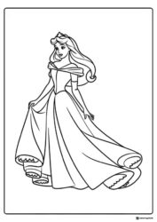 Princess Aurora Coloring Page in Her Flowing Gown