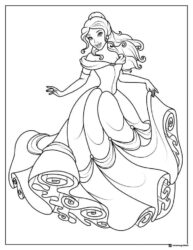 Princess Belle Coloring Page elegant dress