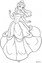 Princess Belle Coloring Page in Grand Ball Gown