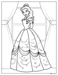 Princess Belle in Ball Gown Coloring Page
