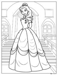 Princess Belle on Grand Staircase Coloring Page