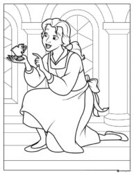 Princess Belle with Chip Coloring Page