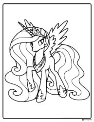Princess Celestia My Little Pony with crown coloring sheet