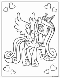 Princess Celestia with hearts My Little Pony coloring