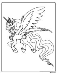 Princess Celestia with open wings coloring page