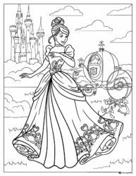 Princess Coloring Page with Castle and Carriage