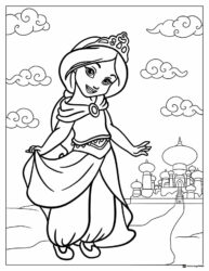 Princess Coloring Page with Palace Background