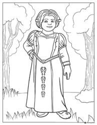 Princess Fiona Coloring Page Standing Between Two Trees