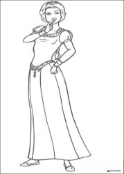 Princess Fiona in dress full body coloring page