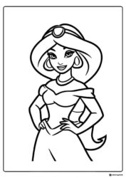 Princess Jasmine Coloring Page with Her Hands on Hips