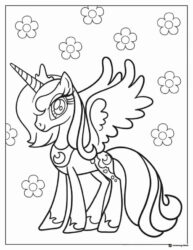 Princess Luna with flowers coloring page