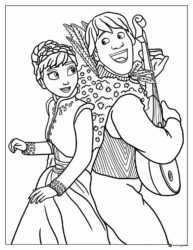 Princess and Kristoff Music Coloring Page