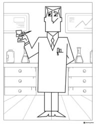 Professor Utonium in laboratory Powerpuff Girls Coloring Sheet