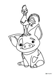 Pua and Heihei Together Coloring Page
