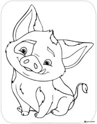 Pua the Pig Sitting Coloring Page