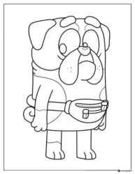 Pug Dog Coloring Sheet with Fanny Pack and Curious Look