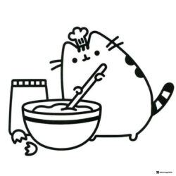 Pusheen Baking Coloring Page
