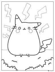 Pusheen Coloring Page as Pikachu