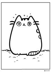 Pusheen Coloring Page with Wide Eyes