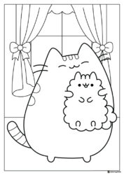 Pusheen Coloring Sheet Cuddling Stormy