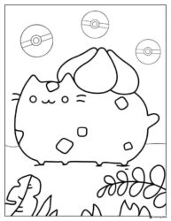 Pusheen Coloring Sheet as a Pokeball