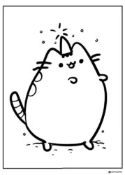 Pusheen Coloring Sheet as a Unicorn