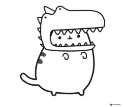 Pusheen Dinosaur Costume Coloring Page