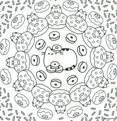 Pusheen Donut Pattern Coloring Page