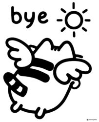 Pusheen Flying Away Coloring Page