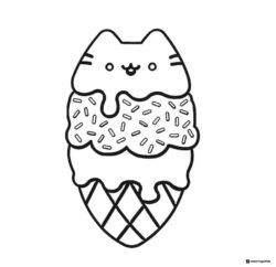 Pusheen Ice Cream Cone Coloring Page
