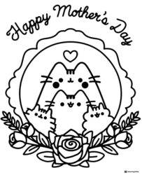 Pusheen Mothers Day Coloring Page