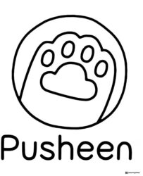 Pusheen Paw Print Logo Coloring Page
