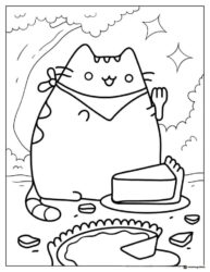Pusheen Pie Baking Coloring Page