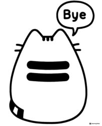 Pusheen Saying Bye Coloring Page