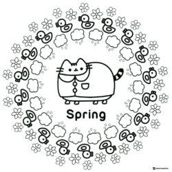Pusheen Spring Mandala Coloring Page