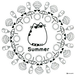 Pusheen Summer Mandala Coloring Page