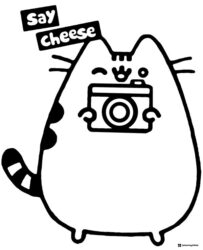 Pusheen Taking Photo Coloring Sheet