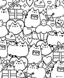 Pusheen Valentines Day Coloring Page