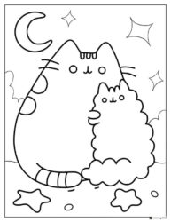 Pusheen and Stormy Night Coloring Page