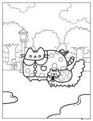 Pusheen and Stormy Park Coloring Page