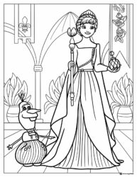 Queen Anna and Olaf Coronation Coloring Sheet