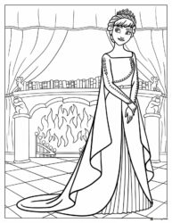 Queen Anna by Fireplace Coloring Page