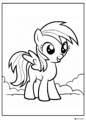 Rainbow Dash on clouds My Little Pony coloring page