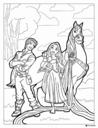 Rapunzel Flynn Maximus and Castle Coloring Page