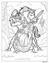 Rapunzel Flynn and Maximus Outdoors Coloring Page