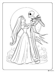 Rapunzel and Jack Skellington Coloring Page