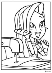 Rarity at sewing machine Equestria Girls coloring