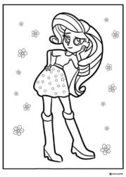 Rarity posing with flowers Equestria Girls coloring page